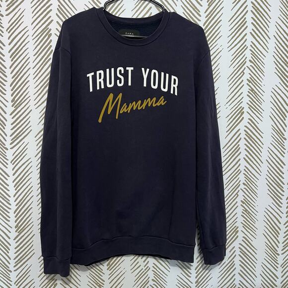 ZARA “Trust Your Mama” sweater Sz L - Picture 1 of 4